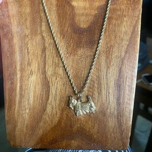 14k Gold Scottie Dog Pendant Necklace
